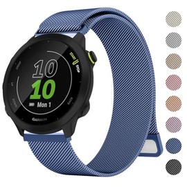 Metal Strap Garmin Forerunner 245/645 Music, 20mm Width Stainless Steel Metal Bracelet with Enhanced Magnet for Garmin Vivoactive 3 Music/Venu/Venu sq (Navy blue)