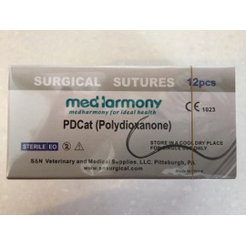 box of 12 PDCat 45cm 3-0 Polydioxanone Suture with 3/8 24mm rev cutting needle