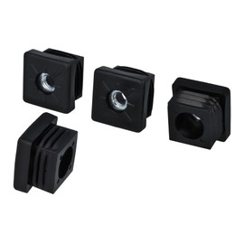 GleitGut 4 x Threaded Plugs Square Tube M8 and M10 Insert Sockets Square Plastic Black (30 x 30 mm M8)