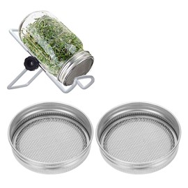 Sprouting Lids, 2Pcs Stainless Steel Sprout Lid with Filter Screen Canning Jar Lid Germination Accessory for Grow Bean Sprouts Broccoli Seeds Alfalfa Salad(70mm)