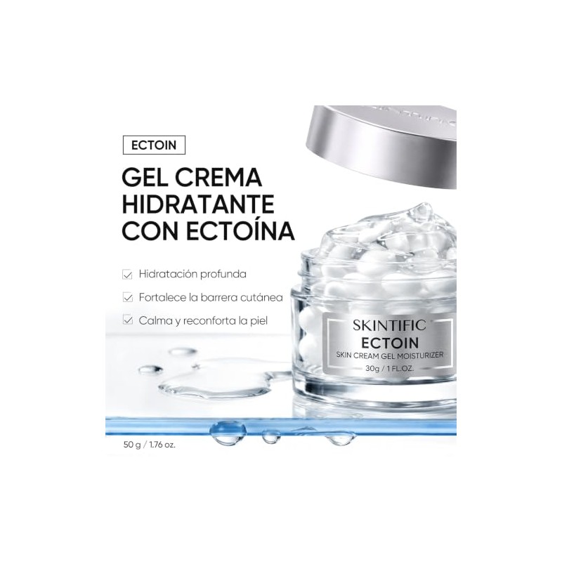 SKINTIFIC Ectoin Crema Hidratante en Gel para Piel Sensible, 30g,