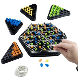 Elsrantor Chains Triangle Chess Game, Triangle Board Games with Rubber Bands, Chain Triggle Game, Puzzle Checkers Game, Chain Triangle Chess Game, Triangle Chess, Triangle Board Game, for 2-4 People