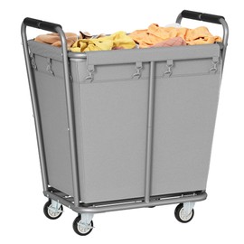 Hoctieon Large Laundry Cart with Wheels, 300L Heavy Duty Laundry Basket Organizer, Rolling Hamper Sorter for Clothes Storage, Industrial Dirty Clothes Hamper for Home & Hotel, Gray