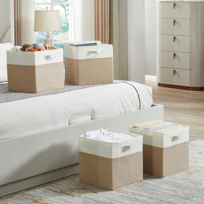 SOCOHOME Fabirc Cube Storage Boxes,25x25x25cm Foldable Storage Baskets for Organizing