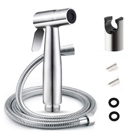 Bidet Set mit Handbrause Schlauch und Halter Edelstahl Wandhalterung mit 2 Dichtungen für WC Hand Duschkopf Brause Waschbecken