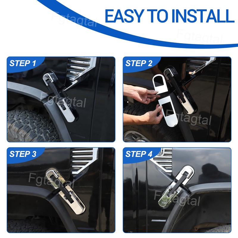 Compatible with Hummer H2 2003-2009 Hood Latch Base Covers, Stainless