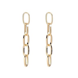 Link Chain Drop Earrings For Women Gold Silver Minimalist paperclip Chain Dangle Earrings for Women(Gold B)