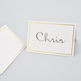 50 Pcs Place Cards with Gold Foil Border - Texture Table Tent Cards Seating Place Cards for Weddings Banquets Dinner Parties 2.5" x 3.75" (Border - Gold)