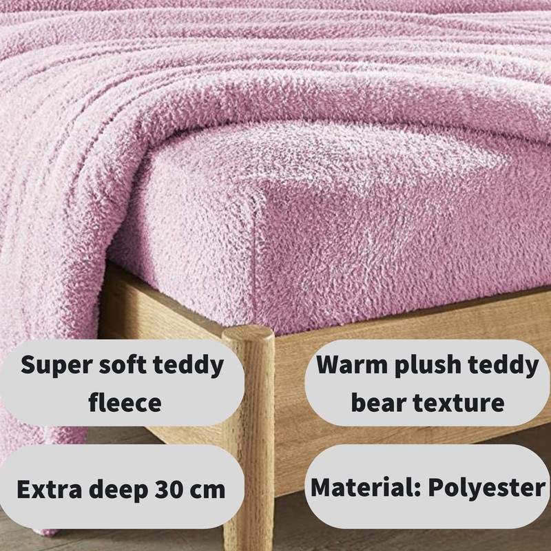 Olivia Rocco Teddy Fleece Extra Deep Fitted Sheet Cosy Warm