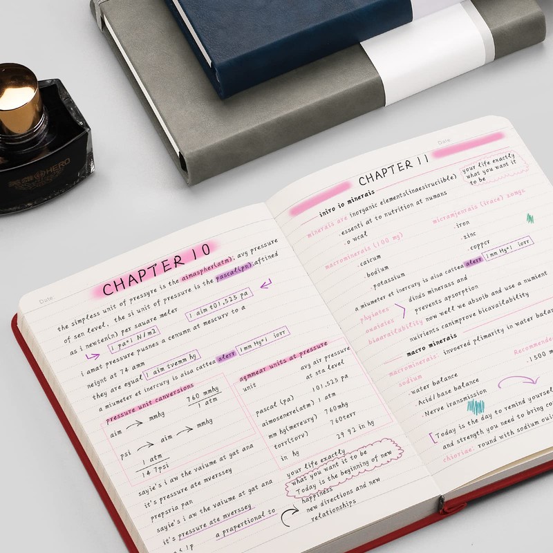 AHGXG Lined Journal Notebook - 320 Numbered Pages A5 College