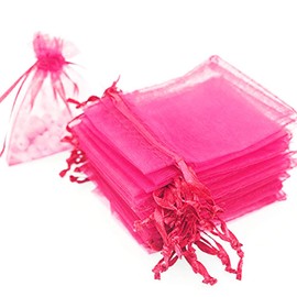 Time to Sparkle 25 Pieces Pouches Organza Gift Bags Oragnza Wedding Favour Bags Jewellery Packing (Hot Pink, 7x9cm)