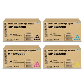 SkyPrint MP CW2200 Ink Cartridge Replacement for Ricoh MP CW1200 2000 2200 Lanier MP CW2200 CW2201sp Savin MP CW2200 CW2201sp (4-Pack Black Cyan Magenta Yellow)