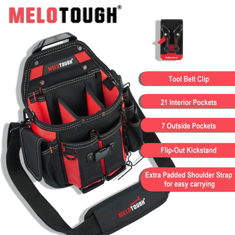 MELOTOUGH Professional Electrician Tool Pouch Bag with Shoulder Strap Tool