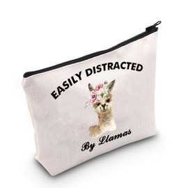 JNIAP Llama Lover Gift Easily Distracted By Llamas Cosmetic Bag Animal Lover Gift (Easily By Llamas Bag)