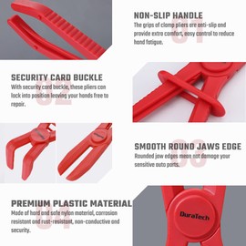 DURATECH Hose Clamp Pliers, Straight & 90 Angled Hose Pinch Off Pliers, Line Clamp Pliers Set for Flexible Hoses, Fuel Hoses, Gas Lines, Brake Hoses and Radiator Hoses