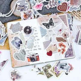 120Pcs Vintage Aesthetic Stickers for Adults, Verseyi Waterproof Scrapbook Journal Daily Planner Diary Notebook Handbook Stickers, Scrapbooking Supplies for DIY Paper Crafts Vinyl Sticker Bulk