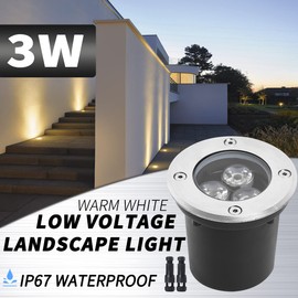 Eaglod Low Voltage LED Well Lights, 3W Landscape Lighting with Connectors, IP67 Waterproof Outdoor In-Ground Lights, Warm White for Garden, Tree, Driveway, Deck, Patio (10Pack, 12V-24V)