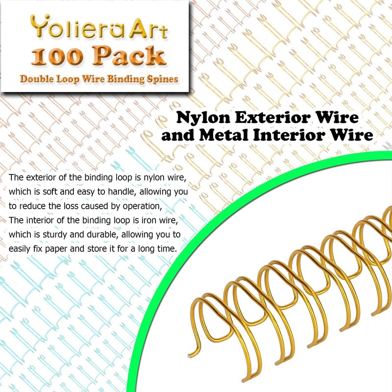 3:1 Pitch Double Loop Binding Wires, YolieraArt 100 Pack Spiral