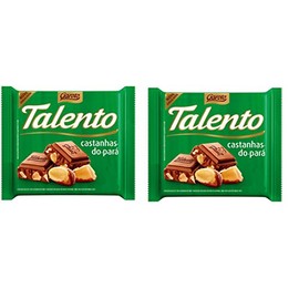 Garoto - Talento - Milk Chocolate w/ Brazil Nuts - 3.53 oz (PACK OF 02) | Chocolate ao Leite c/ Castanhas-do-Pará - 100g