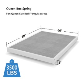 THEOCORATE Queen Box Spring and Cover Set, 5 Inch Low Profile Metal Spring, Heavy Duty Structure with Cover, Mattress Foundation, Noise Free, Non-Slip, Easy Assembly
