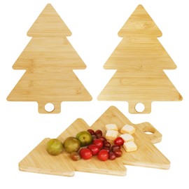 2 PCS Christmas Tree Cutting Board,14x11 In Large Wood Tree Shaped Charcuterie Board with Handle,Christmas Tree Cheese Board Serving Platter Tray for Kitchen Food