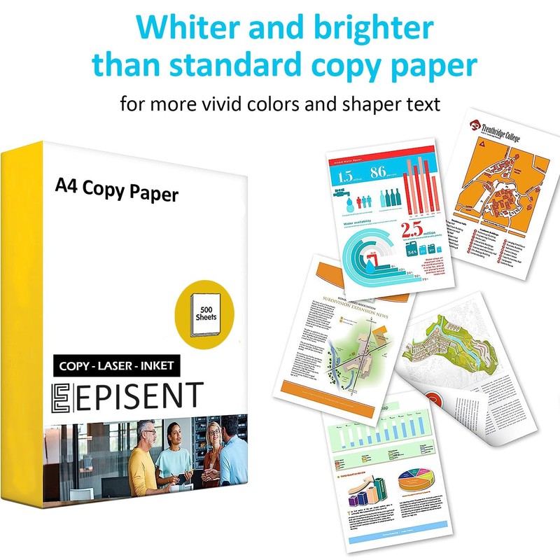 EPISENT A4 White Paper Sheets - 80gsm Bright White Paper