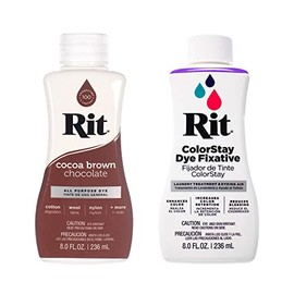 Rit Dye – 8 Oz. Liquid Fabric Dye for Clothing, Décor, and Crafts – Cocoa Brown with Color Fixative