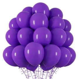 RUBFAC Purple Balloons Latex Party Balloons, 100pcs 12 Inch Purple Balloons for Party Decoration Like Birthday Party, Graduation, Wedding, Baby Shower, Gender Reveal (with Purple Ribbon)