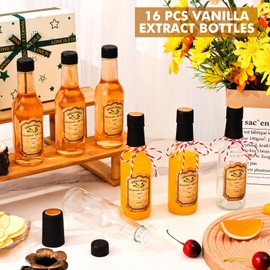 16Pcs Vanilla Extract Bottles Swing Top Glass Bottles for Vanilla Extract Homemade Small Syrup Bottles with Cap Shrink Band Sticker Funnel Gift Giving Jars for Beverages Oil Vinegar Drinks Sauce(5 oz)