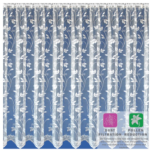 Meadow Leaves Patterned Design Net Curtain Sold Per Metre Cut