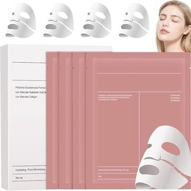 LUHI Bio Mascarilla Colageno 4pcs,mascarillas de colageno,bio mascarilla colageno,mascarilla sheet mask, profunda de biocolágeno,de noche, reduce los 