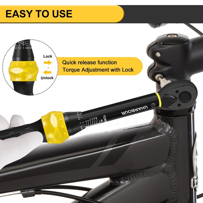 Uharbour 1/4" 3-25Nm Bicycle Torque Wrench 0.1Nm Micro Lock ±3%