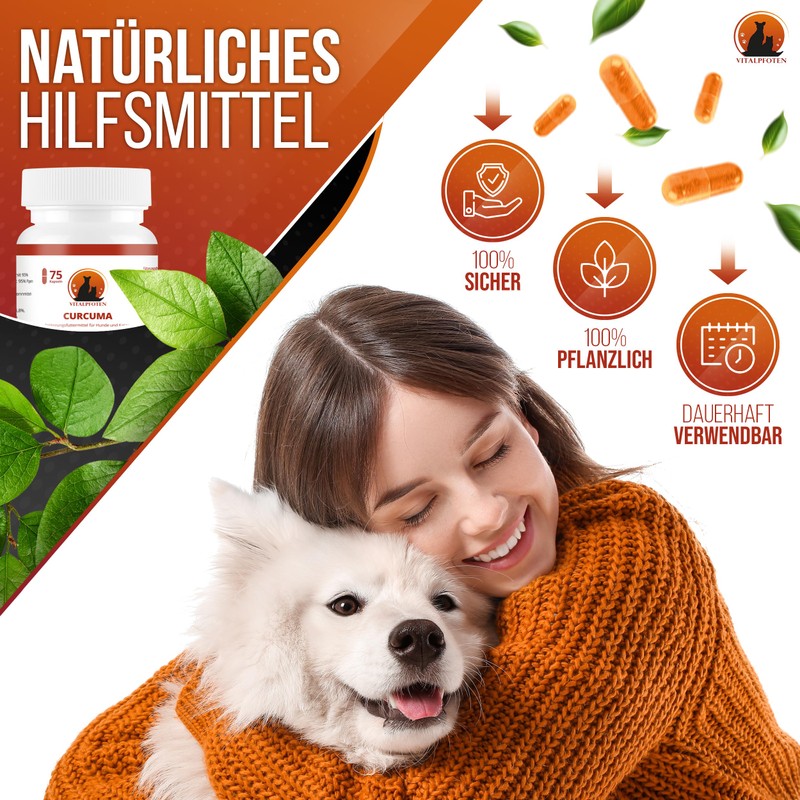 Vitalpfoten 3 x 75 Capsules Curcuma for Dogs and Cats
