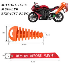 MUQIDA 2 PCS Muffler Exhaust Wash Plug, 0.6"-1.5" Motorcycle Exhaust Tail Pipe Washing Plug with Streamer, Rubber Silencer Wash Protector for 2 Stroke Motorcycle Dirt Bike ATV (Orange)