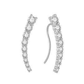 Vinoya Climber Earrings for Women 925 Sterling Silver Ear Crawler Earrings White Gold Plated Cubic Zirconia Earrings Jewelry