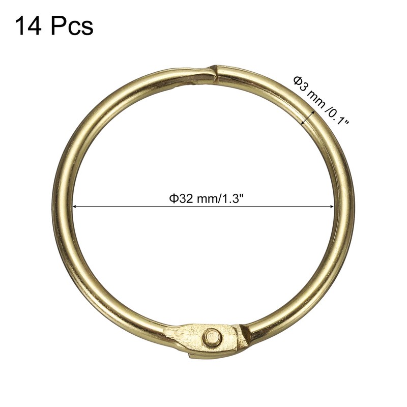 sourcing map 14pcs Shower Curtain Rings, 1.3 Inch ID Metal