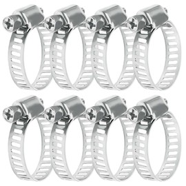 Pack of 8 Stainless Steel Hose Clamps, 25 - 38 mm, Adjustable Jubilee Clips, Drive Pipes, No End, Clamp Clamps, Clips for Exhaust Pipe, Washing Machine