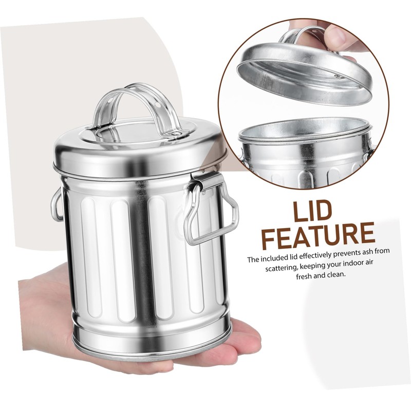 CONGARTENO Vintage Galvanized Metal Bucket Ashtray with Lid Compact Desktop