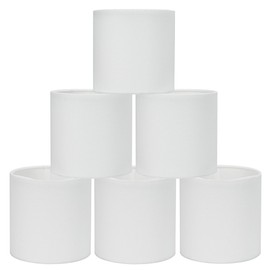 LAMPWELL TINA Off White Clip on Chandelier Lamp Shades Set of 6,Small Lamp Shades Clip on bulb,5"×5"×H5",Mini Linen Drum Lamp Shade,FOR CANDLE BULB AND SMALL GENERAL BULB