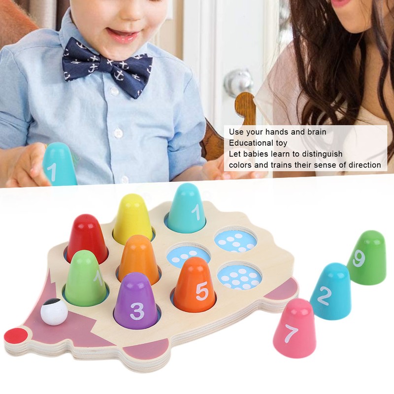 Children Wood Math Number Counting Matching Game Hedgehog Shaped Puzzle