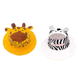 FlapJackKids - UPF 50+ Toddler & Kids Reversible Sun Hat - Giraffe & Zebra - Medium - Fits 2 to 4 Years