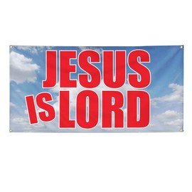 Vinyl Banner Multiple Sizes Jesus is Lord Business Inspiration & Motivation Outdoor Weatherproof Industrial Yard Signs Blue 10 Grommets 60x144Inches