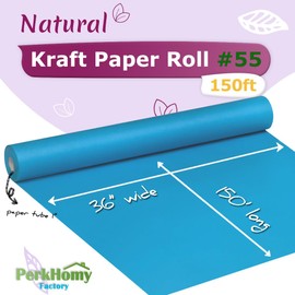 PerkHomy Lake Blue Kraft Paper Roll 36" x 1,800" (150') for Gift Wrapping Bouquet Flower Kids Art Painting Craft Writing Packaging Shipping 80GSM 55LB (Lake Blue, 36" x 150')