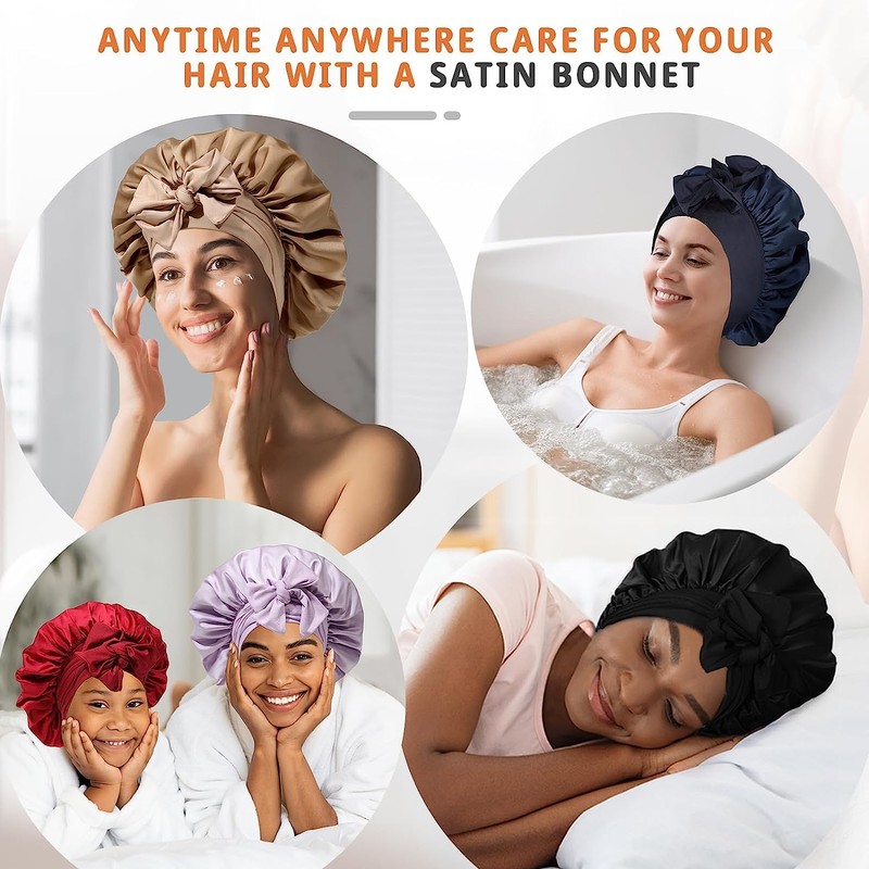 GUGUGO Silk Bonnet for Sleeping, Silk Bonnet, Adjustable Silk Cap,