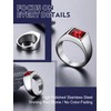 Bandmax Women's Men's Stainless Steel Ring Size 8 Ruby Stone