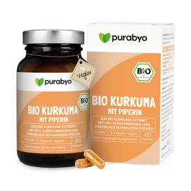 Organic Turmeric Capsules | In Glass | 300 mg Curcuminoids | Pure Natural in Organic Quality | Vegan