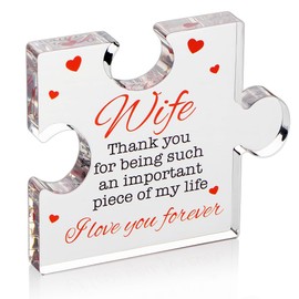 Gifts for Wife- Delicate Birthday Gifts from Couple - Engraved Acrylic Block Puzzle Piece 3.4 x 2.8 inch - Cute Wife Gifts from Husband - Novelty Birthday, Christmas, Cool for Women