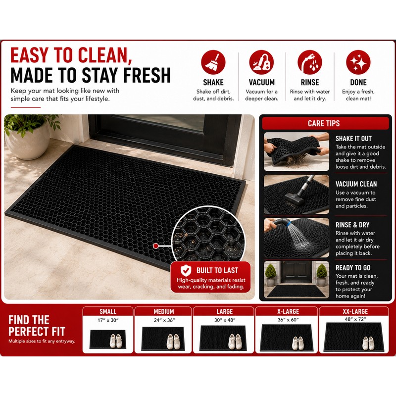 Non-Slip Dirt-Trapping Door Mat for Entryways - Thick Slow-Rebound Surface