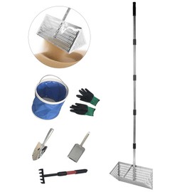 Sand Flea Rake, Stainless Steel Sand Sifter, Adjustable Shark Tooth Sifter, Chicken Poop Scooper, Shelling Tools for Beach, Sand Cleaner Beach Combing Tools