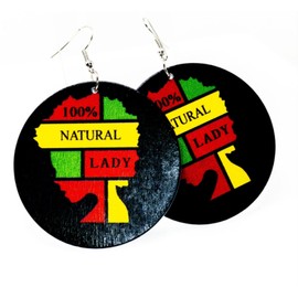 Vintage Painted Statement Round African Ethnic Fashion Jewelry African Wooden Drop Earrings Woman 100% Natural Lady Scarf by ruech, Large, Wood